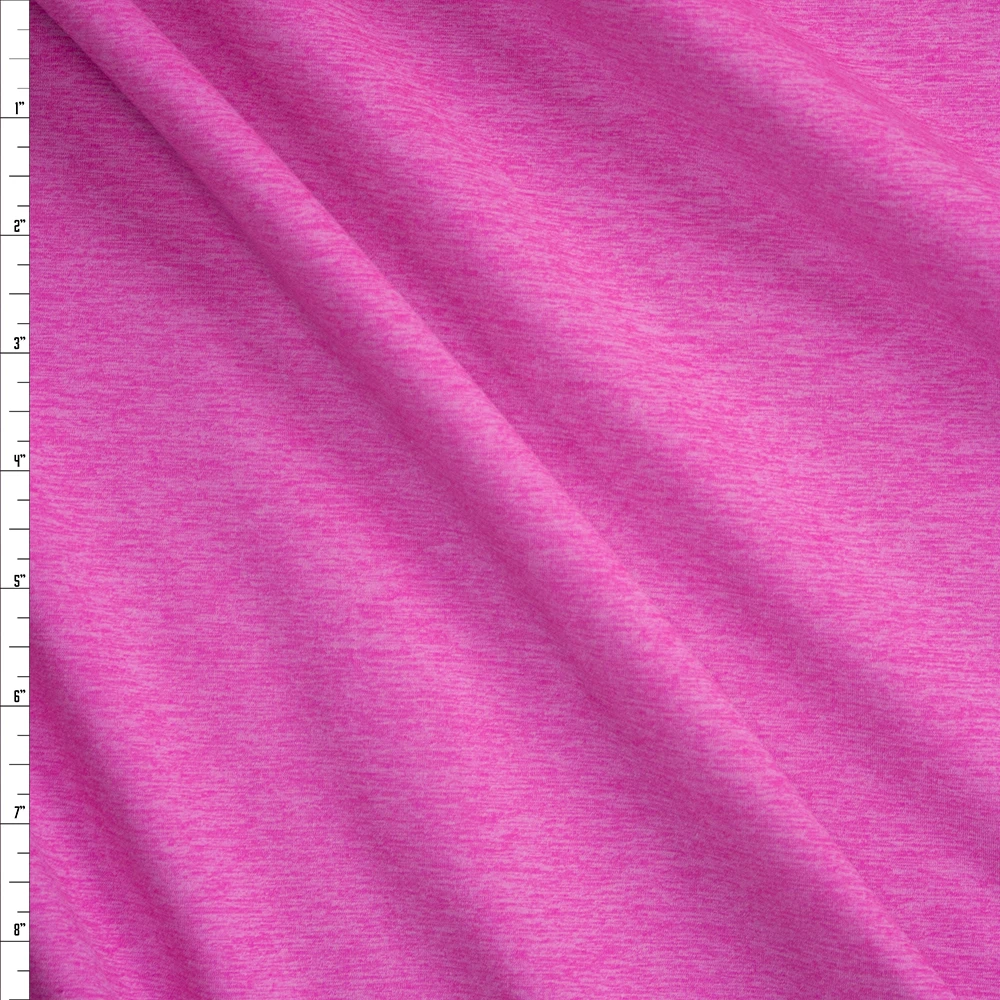 Hot Pink Heather Designer Midweight Brushed Nylon/Spandex Fabric By The Yard