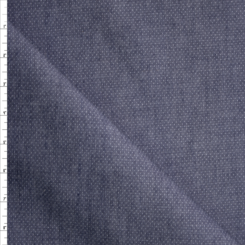 Dark Indigo Pin Dot Midweight Cotton Chambray Fabric By The Yard