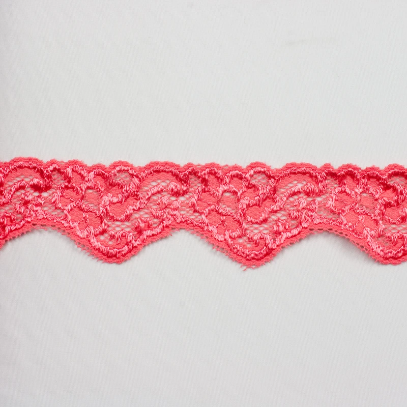 2" Bright Coral Floral Stretch Trim