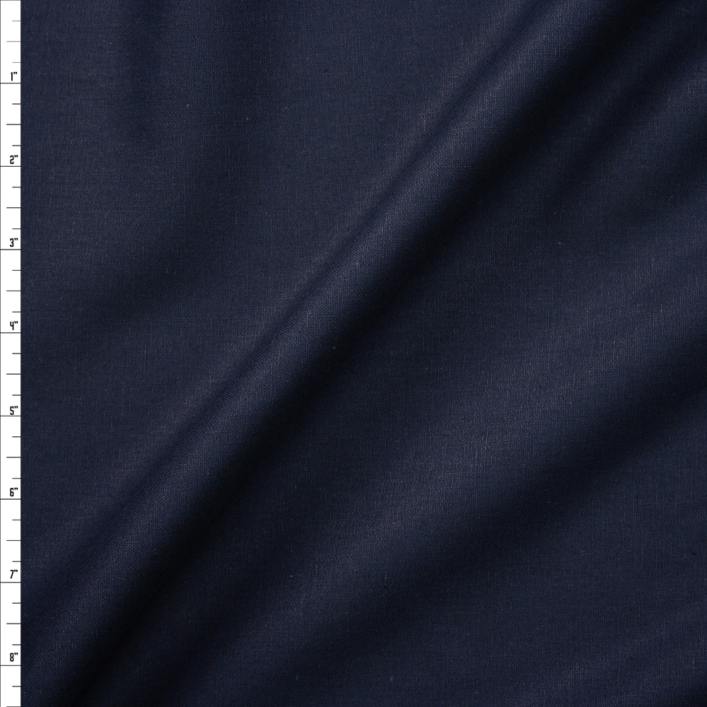 Dark Navy Blue Linen Look Fabric By The Yard