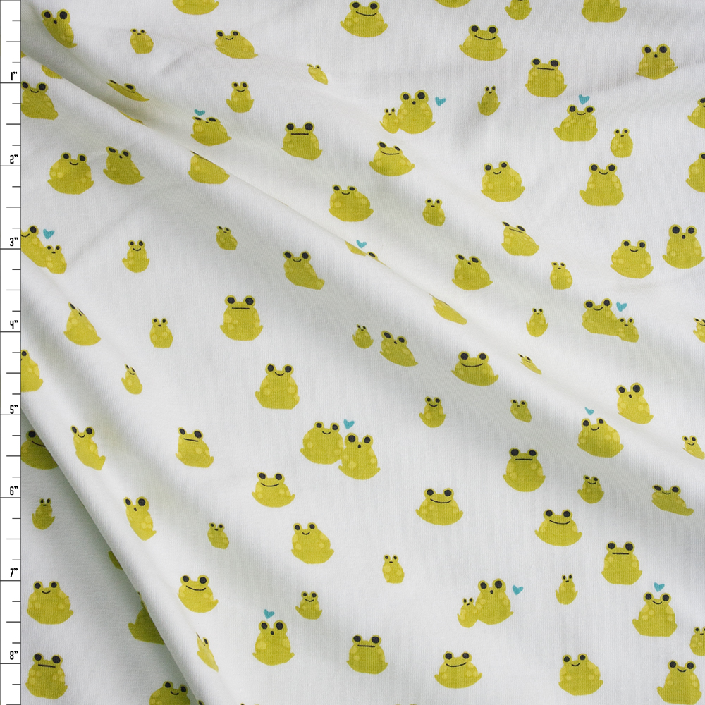 Front Yard Frogs on Cream Stretch Cotton Jersey from Cotton + Steel Fabric By The Yard
