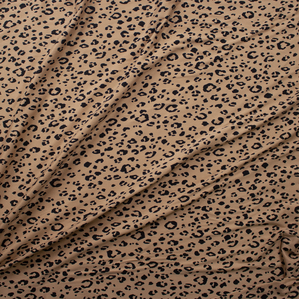 Tan and Black Cheetah Print Double Brushed Poly Knit #25633 Fabric By The Yard - Wide shot