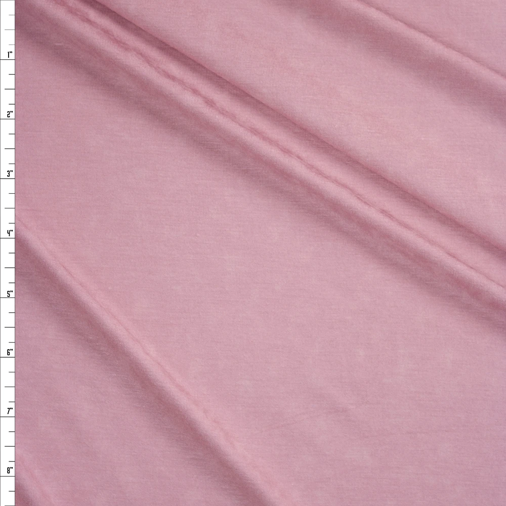 Dusty Pink Designer Slub Rayon Jersey Fabric By The Yard