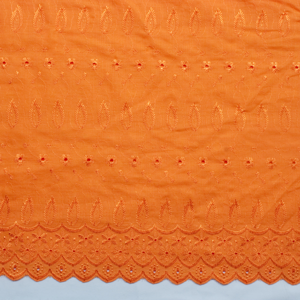 Orange Embroidered Cotton Eyelet