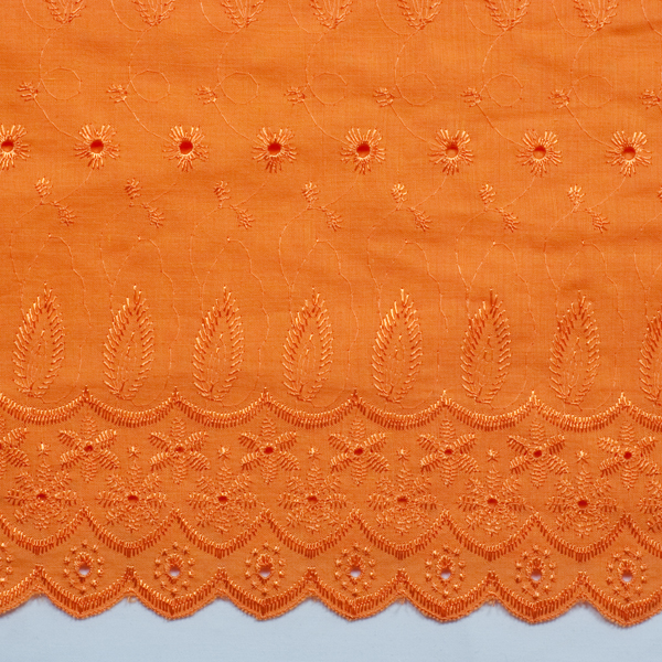 Orange Embroidered Cotton Eyelet