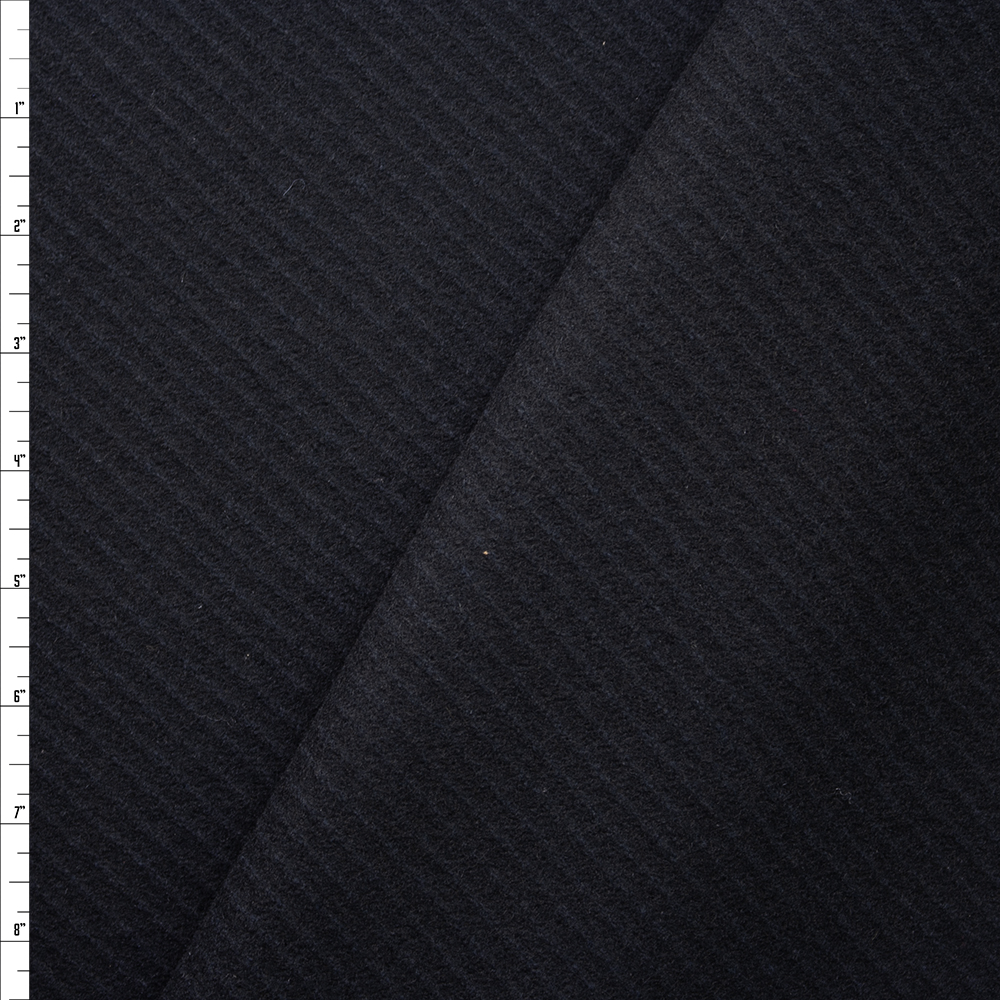 Black Heavy Diagonal Twill Texture Wool Coating Fabric By The Yard