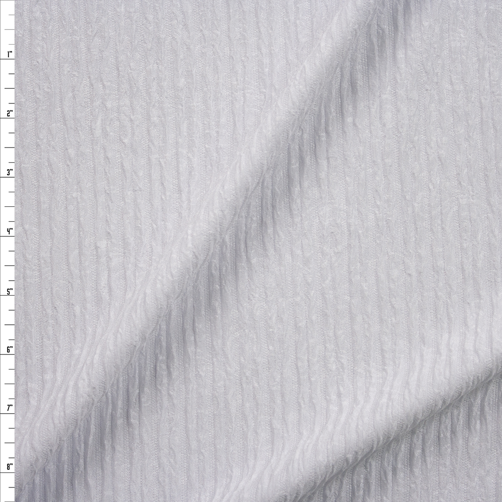 White Paulina Embossed Knit by Mook Fabrics Fabric By The Yard