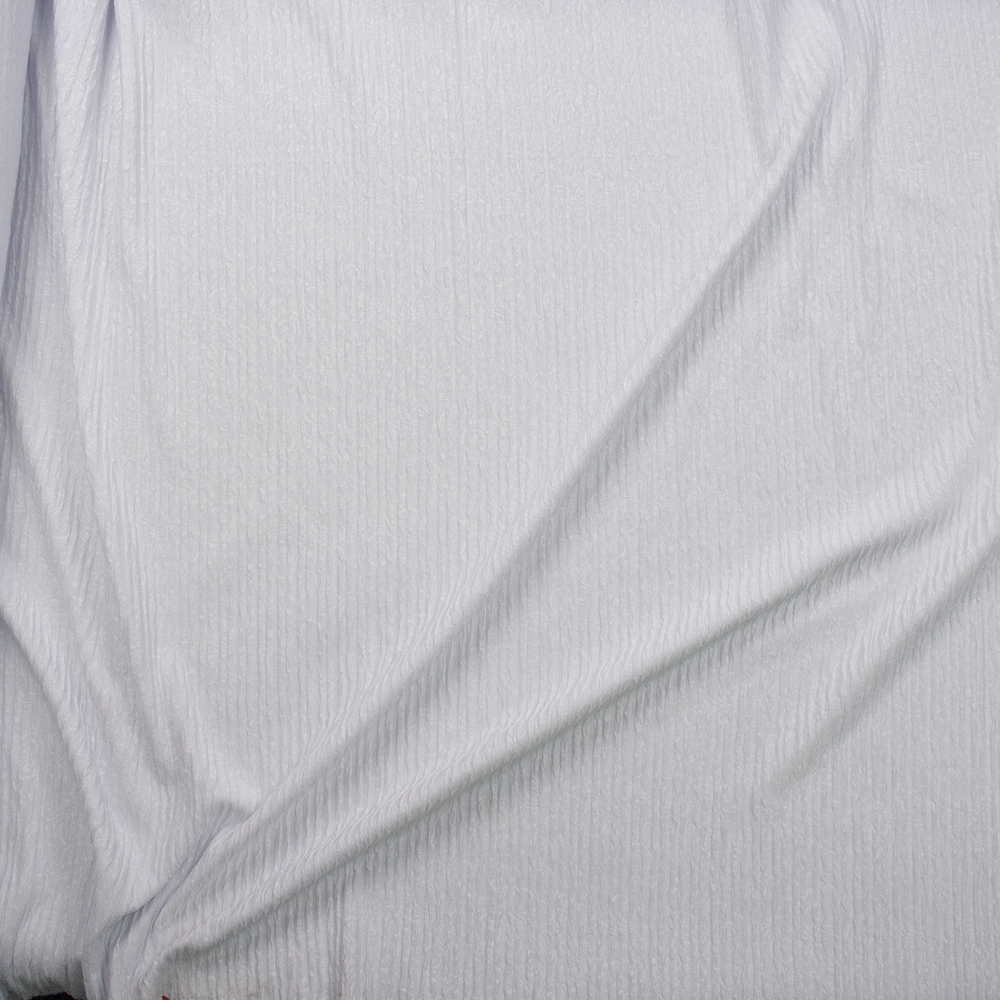 White Paulina Embossed Knit by Mook Fabrics Fabric By The Yard - Wide shot