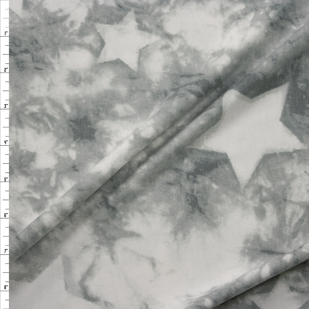Silver Tie Dye and Stars Sunset Studio French Terry by Robert Kaufman Fabric By The Yard