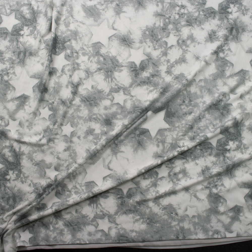 Silver Tie Dye and Stars Sunset Studio French Terry by Robert Kaufman Fabric By The Yard - Wide shot