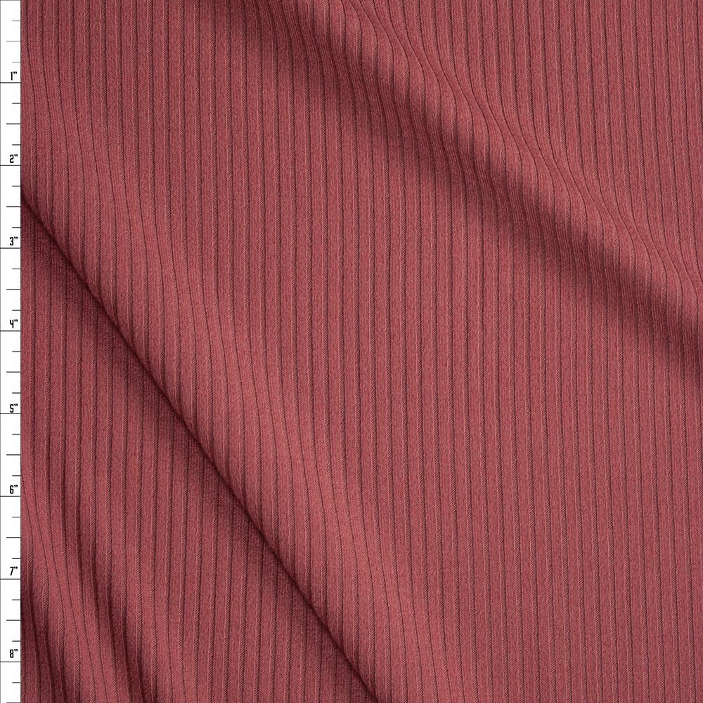 Dusty Brick Soft Midweight Designer Rib Fabric By The Yard