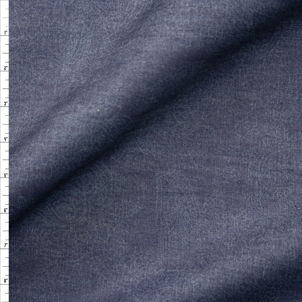 Shadow Paisley on Indigo Designer Cotton Chambray Fabric By The Yard