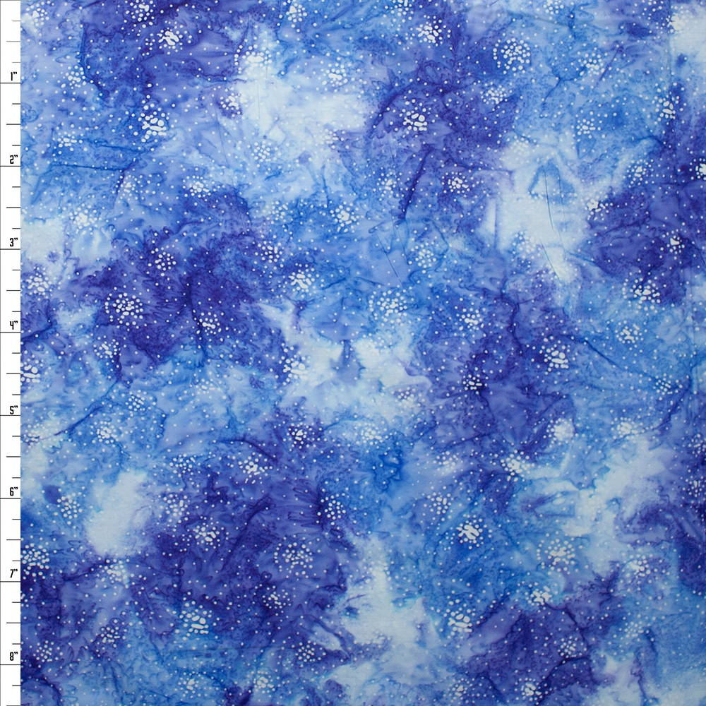 White Scattered Dots on Blue Authentic Indonesian Batik #25754 Fabric By The Yard