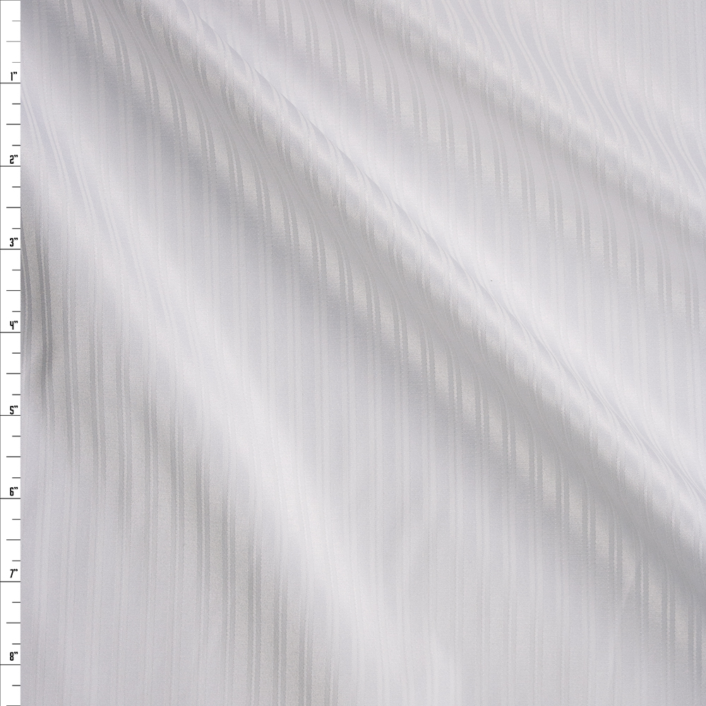 White on White Double Stripe Midweight Cotton Sateen