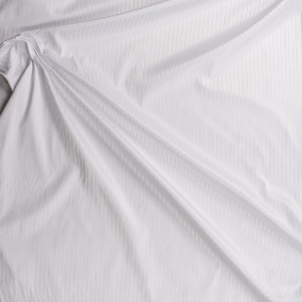 White on White Double Stripe Midweight Cotton Sateen