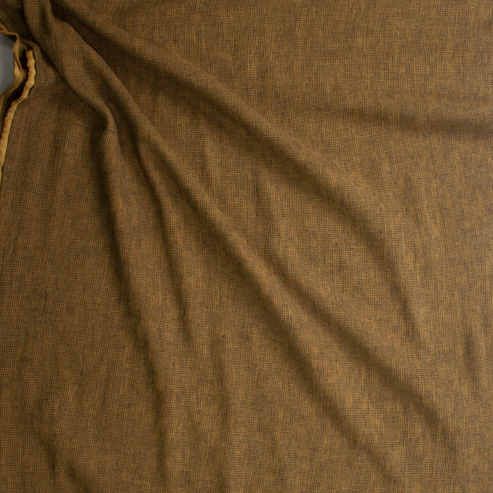Dark Mustard Rustic Woven Yarn Dyed Brushed Cotton Fabric By The Yard - Wide shot