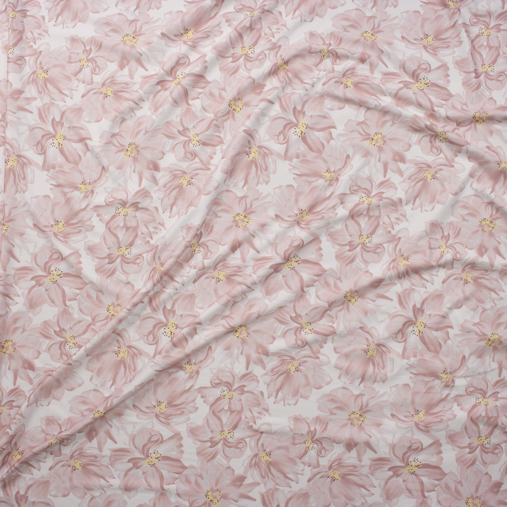 Blush Watercolor Floral Double Brushed Poly Fabric By The Yard - Wide shot