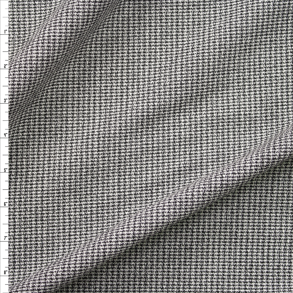 Grey and Black Hoindstooth Poly Crepe Fabric By The Yard