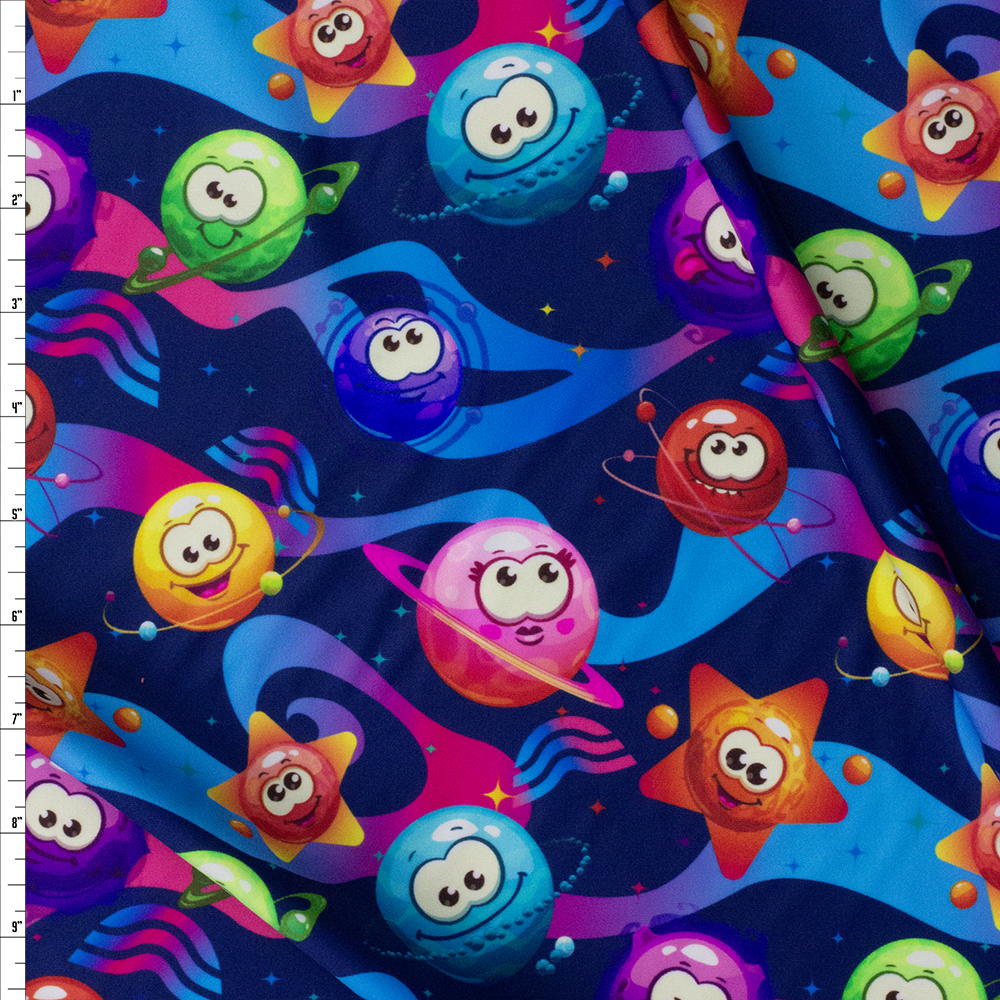Gumball Galaxy Nylon/Spandex Swim Knit Fabric By The Yard