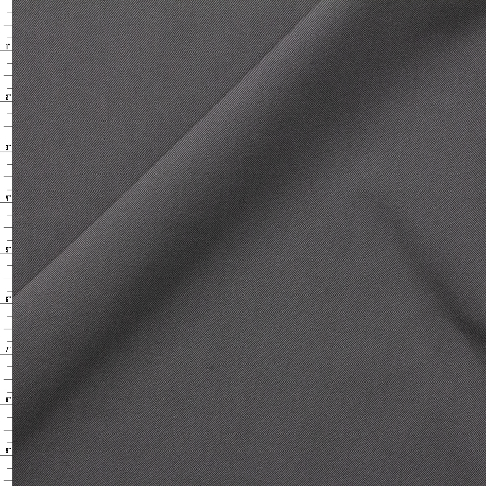 Warm Charcoal Designer Viscose Nylon Stretch Twill Fabric By The Yard
