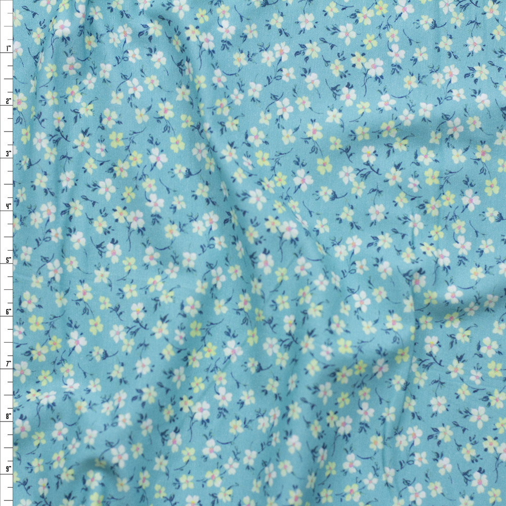 Eucalyptus Floral Cotton/Spandex Laguna Jersey Fabric By The Yard