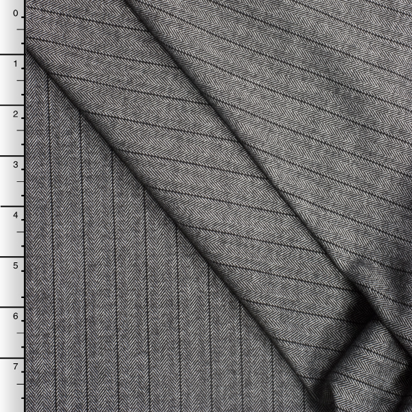 Grey Herringbone Pinstripe Brushed Poly/Cotton Suiting