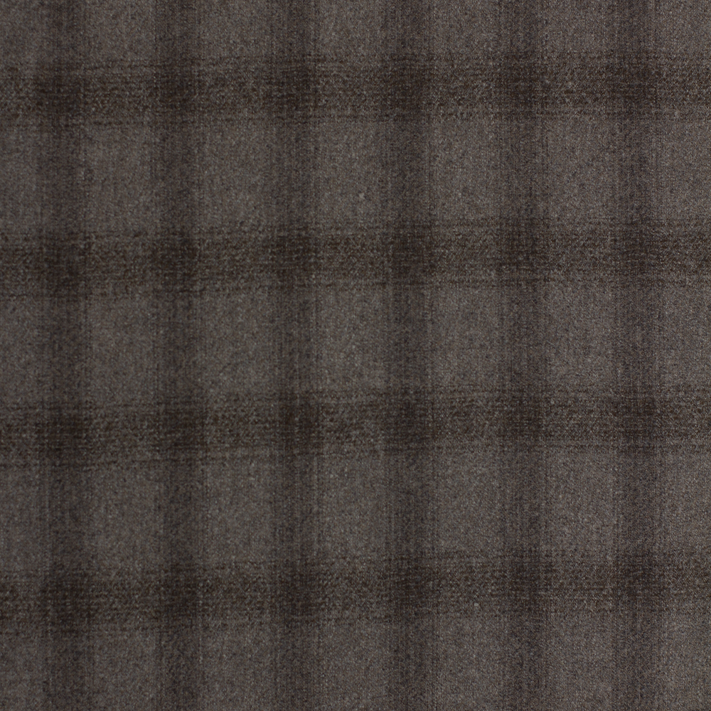 Brown on Brown Plaid Fine Italian Brushed Wool Suiting Fabric By The Yard - Wide shot
