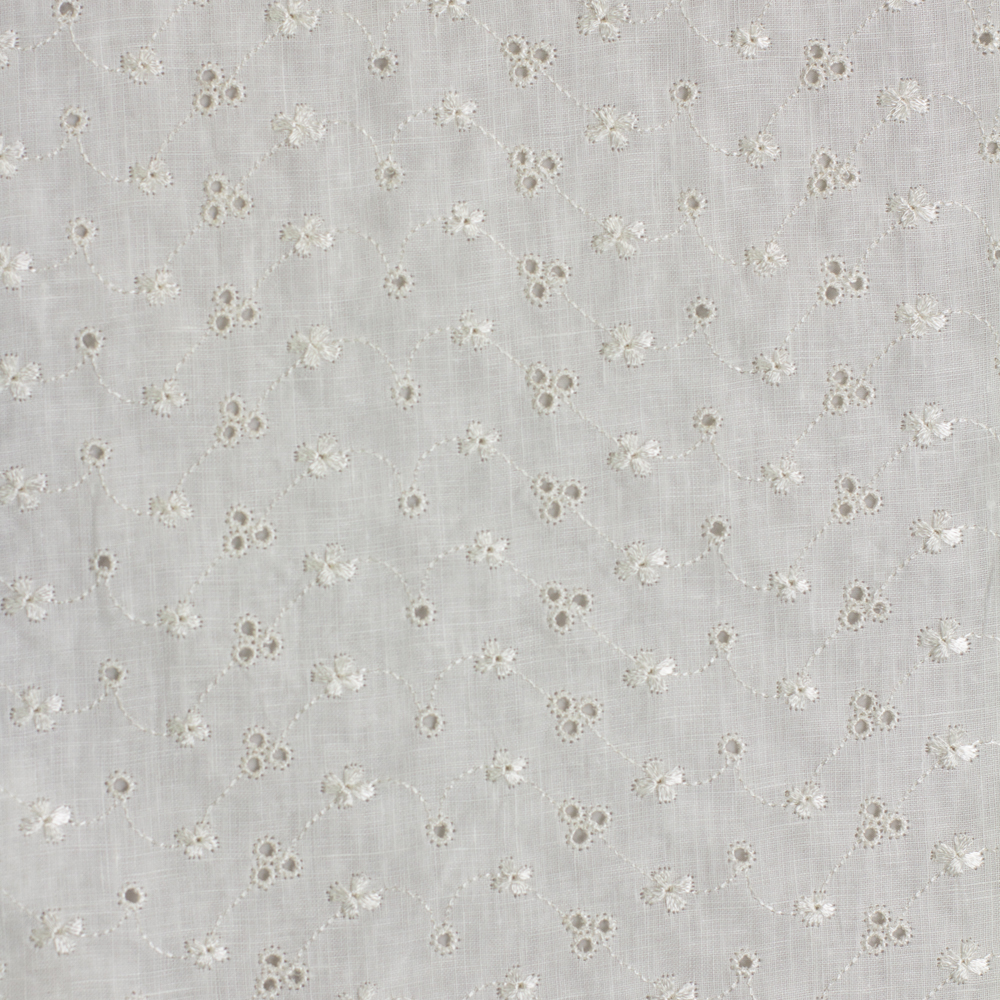 Floral Waving Linen Eyelet Fabric By The Yard - Wide shot