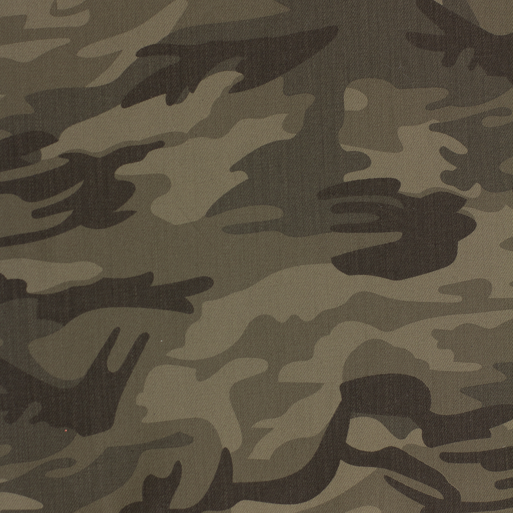 Olive Camouflage Stretch Twill Fabric By The Yard - Wide shot
