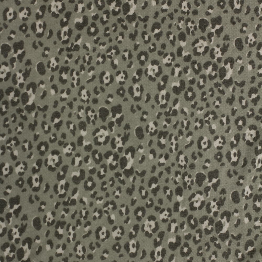 Sage, Beige, and Mocha Cheetah French Terry from Robert Kaufman Fabric By The Yard - Wide shot