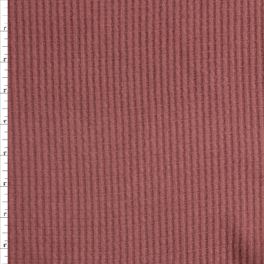 Dusty Brick Brushed Soft Waffle Knit #26071 Fabric By The Yard - Wide shot