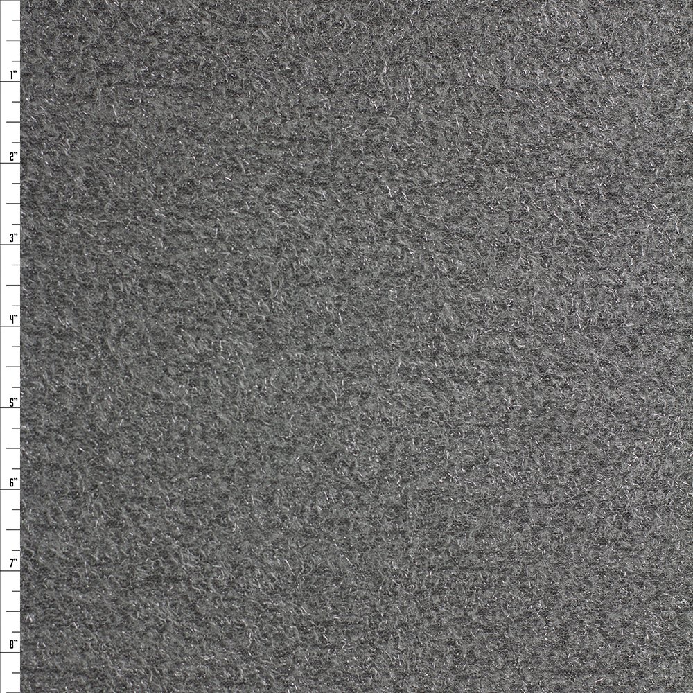 Heather Grey Shimmer Fuzzy Sweater Knit Fabric By The Yard - Wide shot
