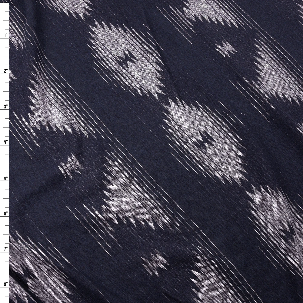 Navy and Grey Southwestern Motif  Brushed Coating from Telio Fabric By The Yard - Wide shot