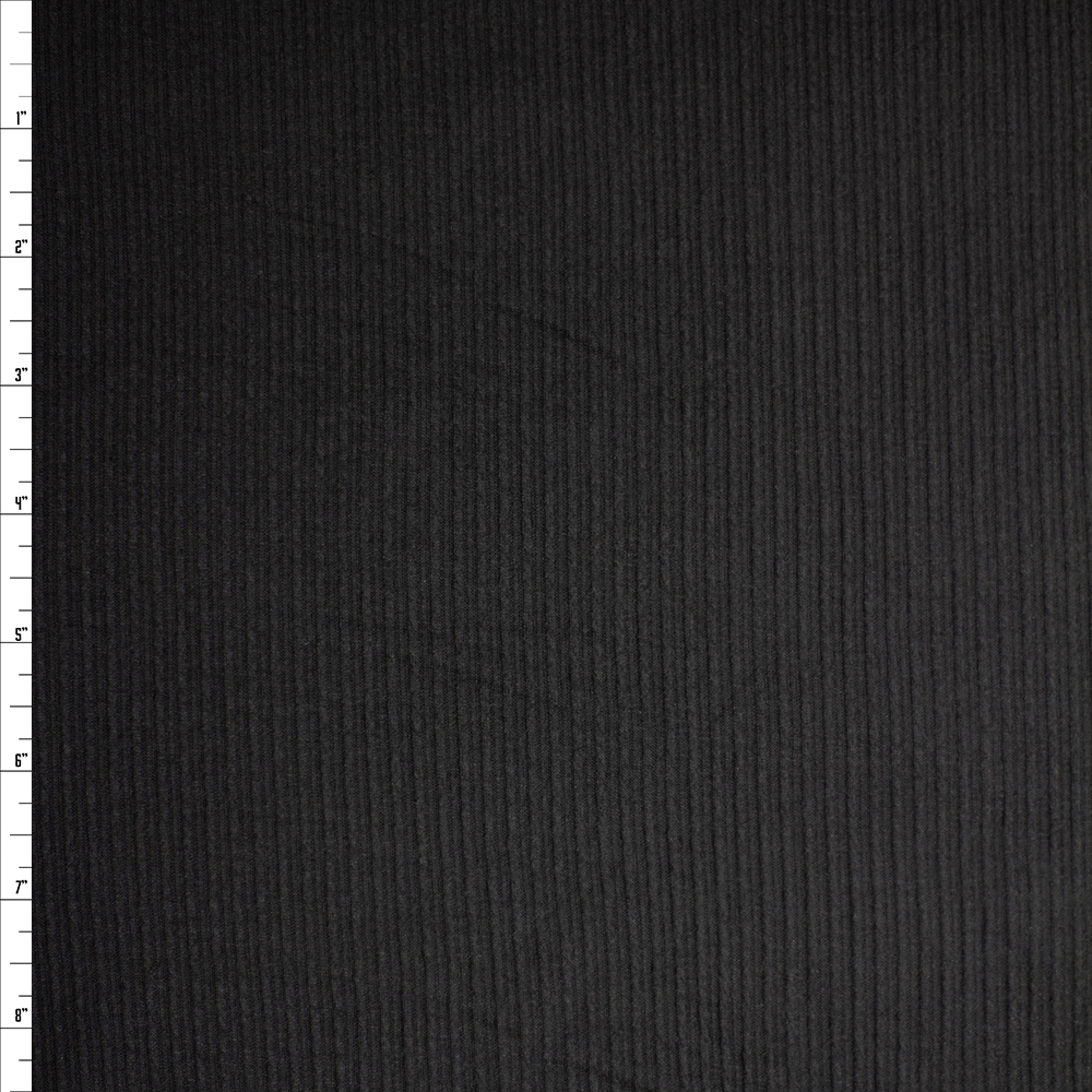Black Brushed Rib Knit #26087 Fabric By The Yard - Wide shot