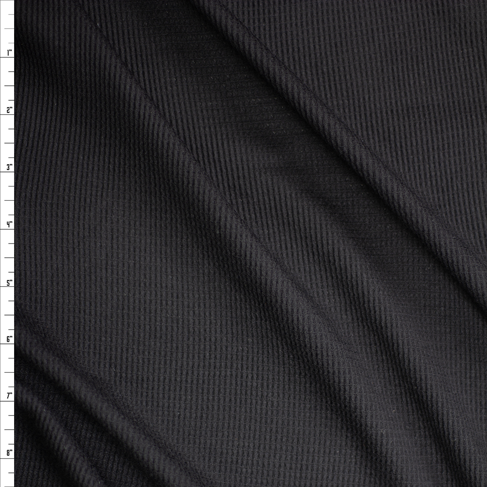 Black Cotton Thermal Knit Fabric By The Yard