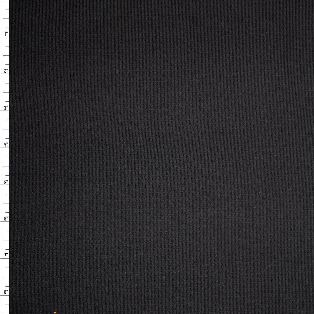Black Cotton Thermal Knit Fabric By The Yard - Wide shot