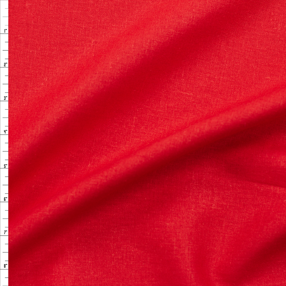 Red Rayon/Linen Fabric By The Yard