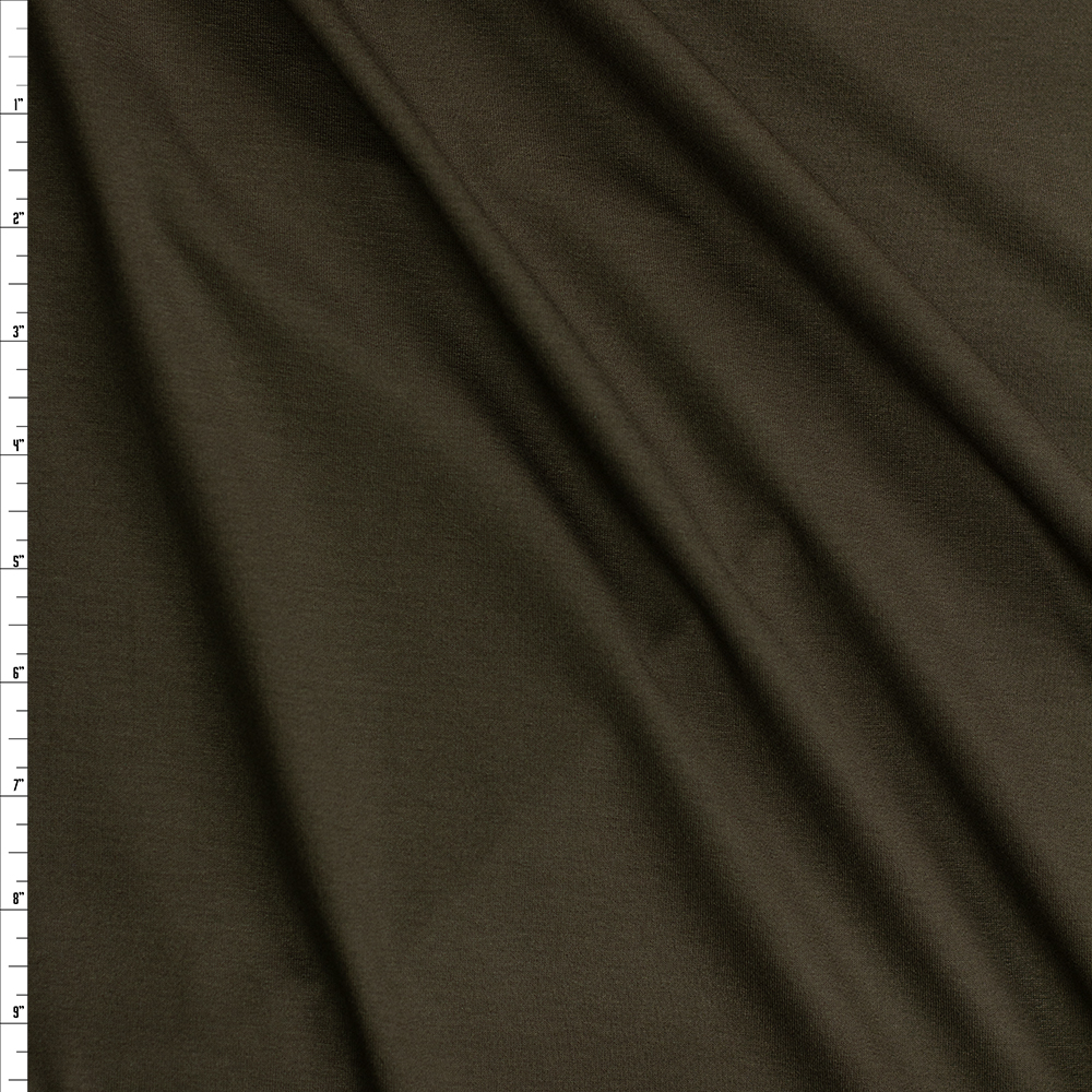 Dark Olive Green Rayon Jersey Knit #26159 Fabric By The Yard