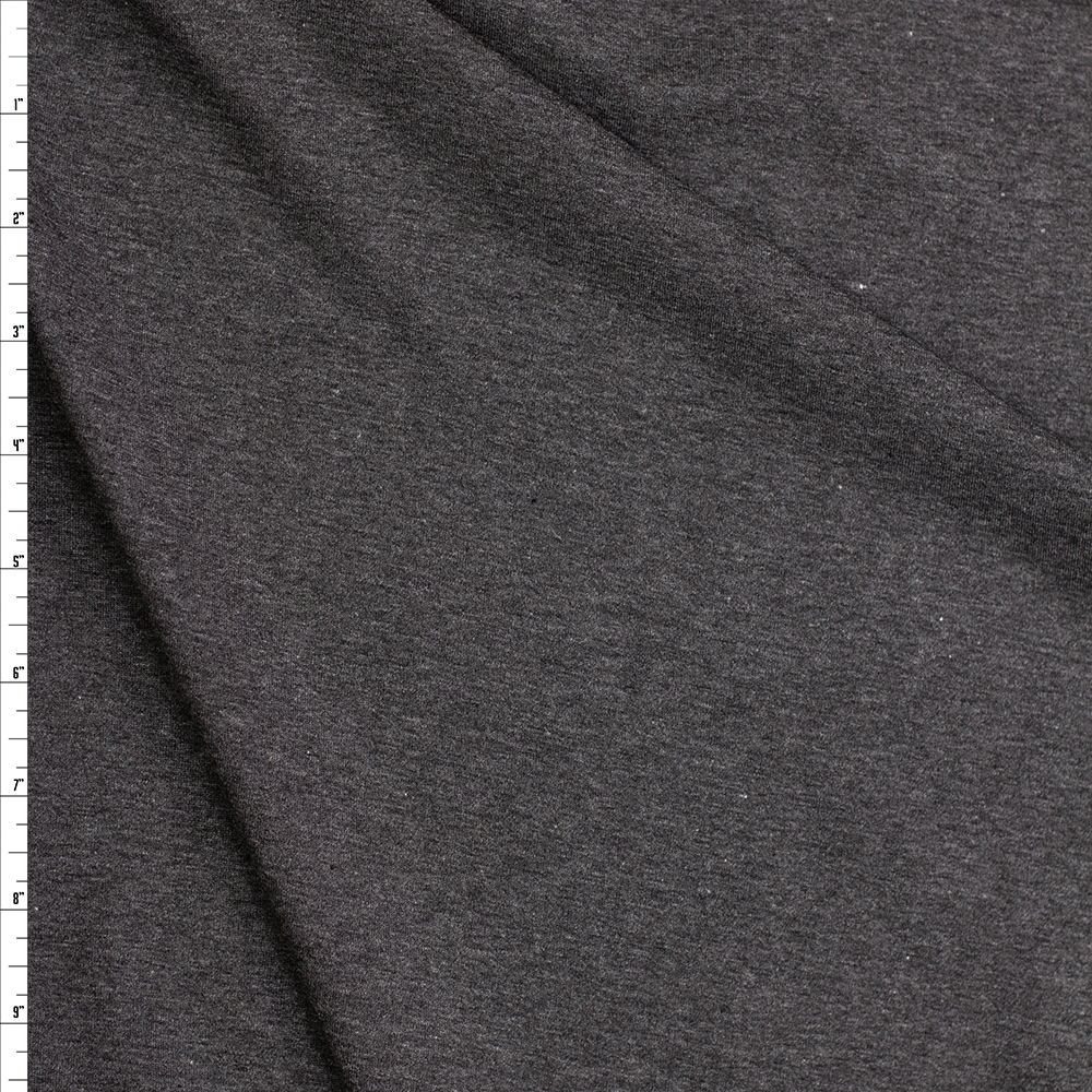 Charcoal Grey Heather Rayon Jersey Knit #26161 Fabric By The Yard