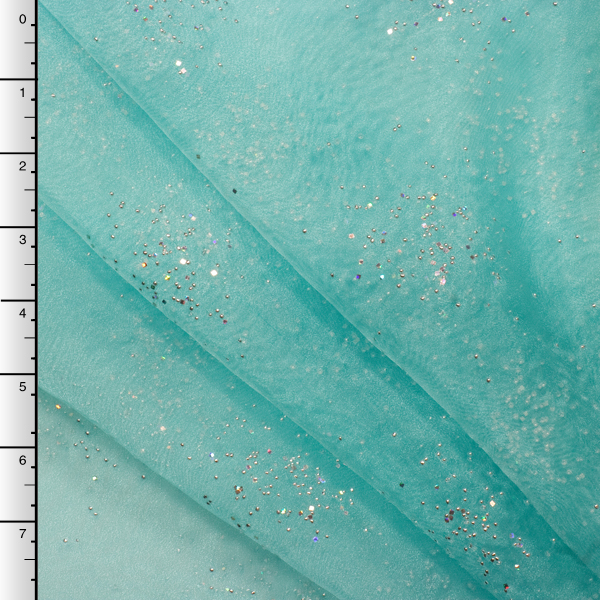 Aqua Sparking Beaded Organza
