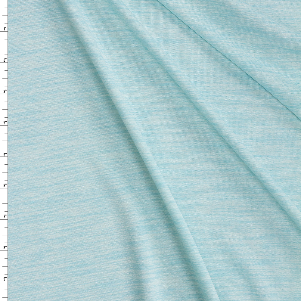 Ice Aqua Space Dye Moisture Wicking Athletic Knit Fabric By The Yard