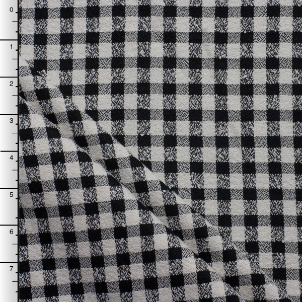 Black and Ivory Plaid Silk/Wool Boucle