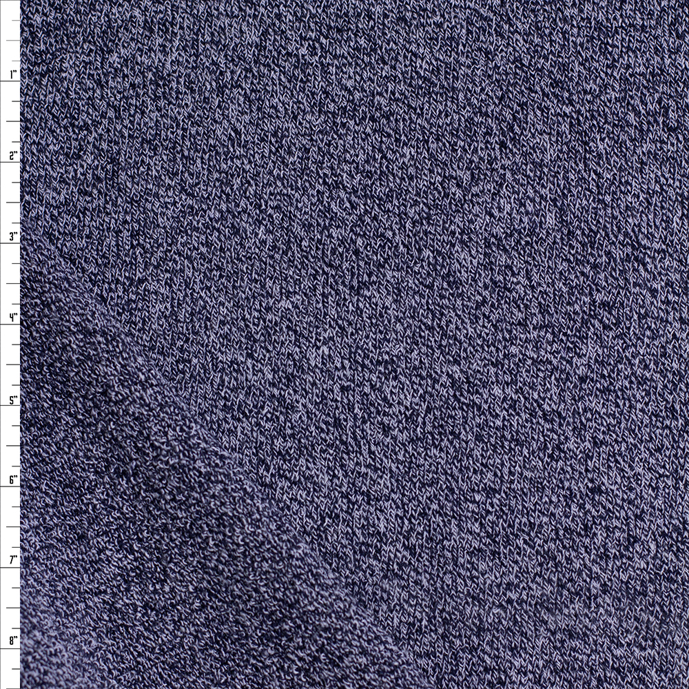 Navy Melange Terry Back Sweater Knit #26353 Fabric By The Yard