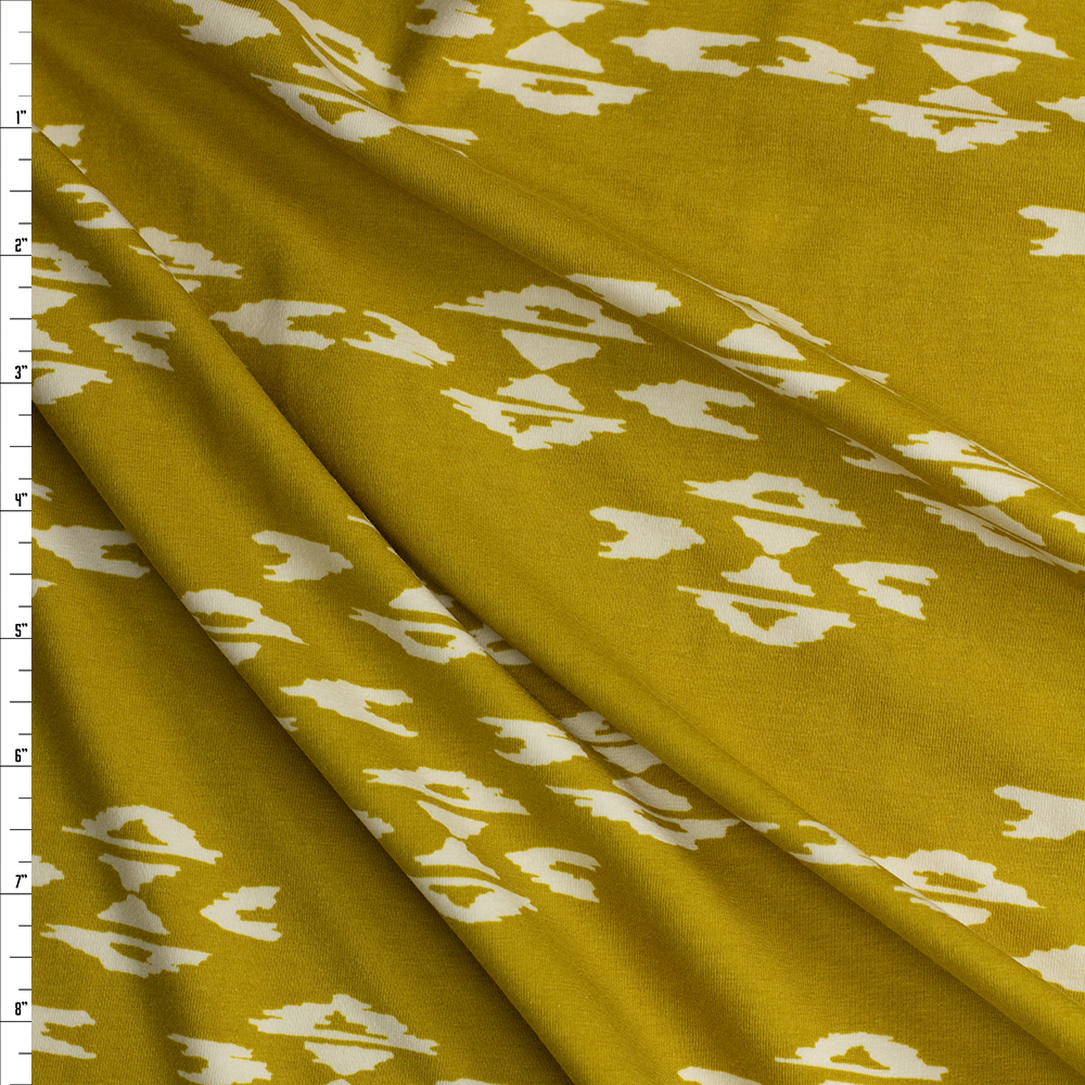 Observer Overshot Gold Cotton/Spandex Knit by Art Gallery Fabrics Fabric By The Yard