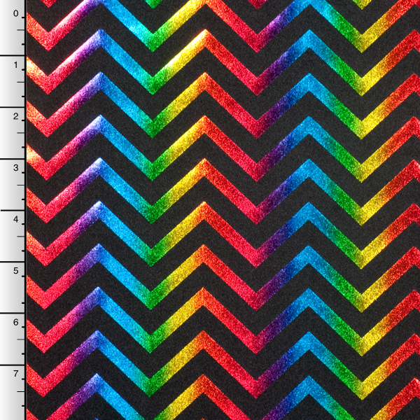 Rainbow Chevron Metallic on Black Nylon/Lycra
