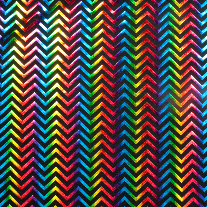 Rainbow Chevron Metallic on Black Nylon/Lycra