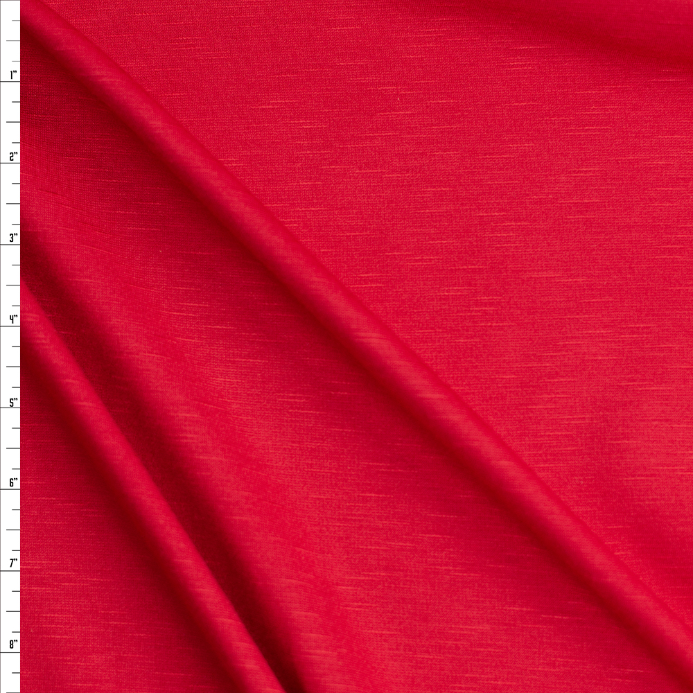Red Slubbed Ponte De Roma #26488 Fabric By The Yard