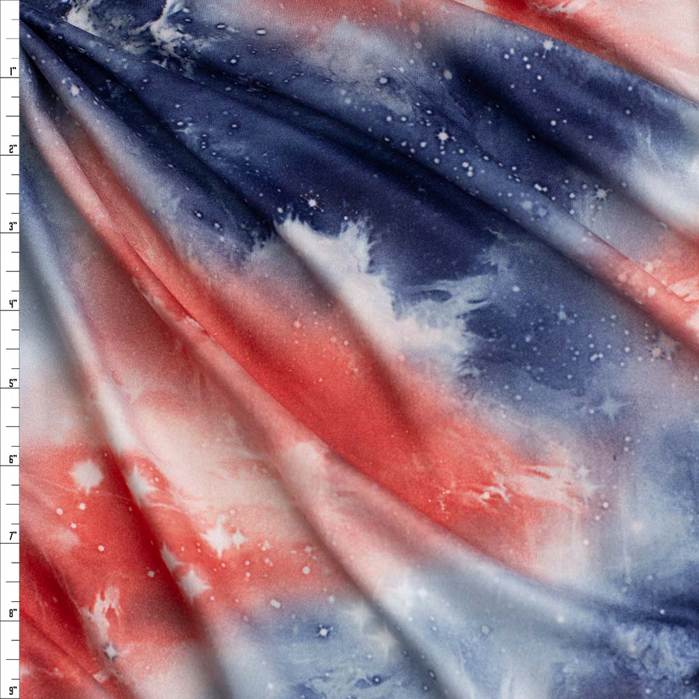 Red, White, and Blue Galaxy Double Brushed Poly/Spandex Fabric By The Yard