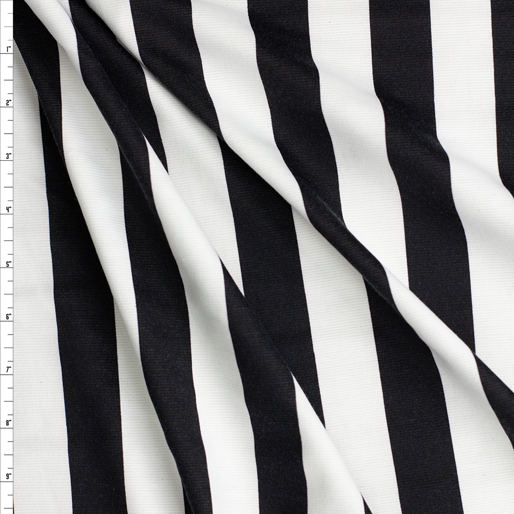 Black and White Stripe Ponte De Roma #26663 Fabric By The Yard