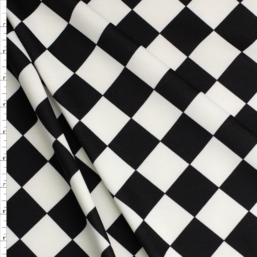 Black and White Diamonds Ponte De Roma Fabric By The Yard